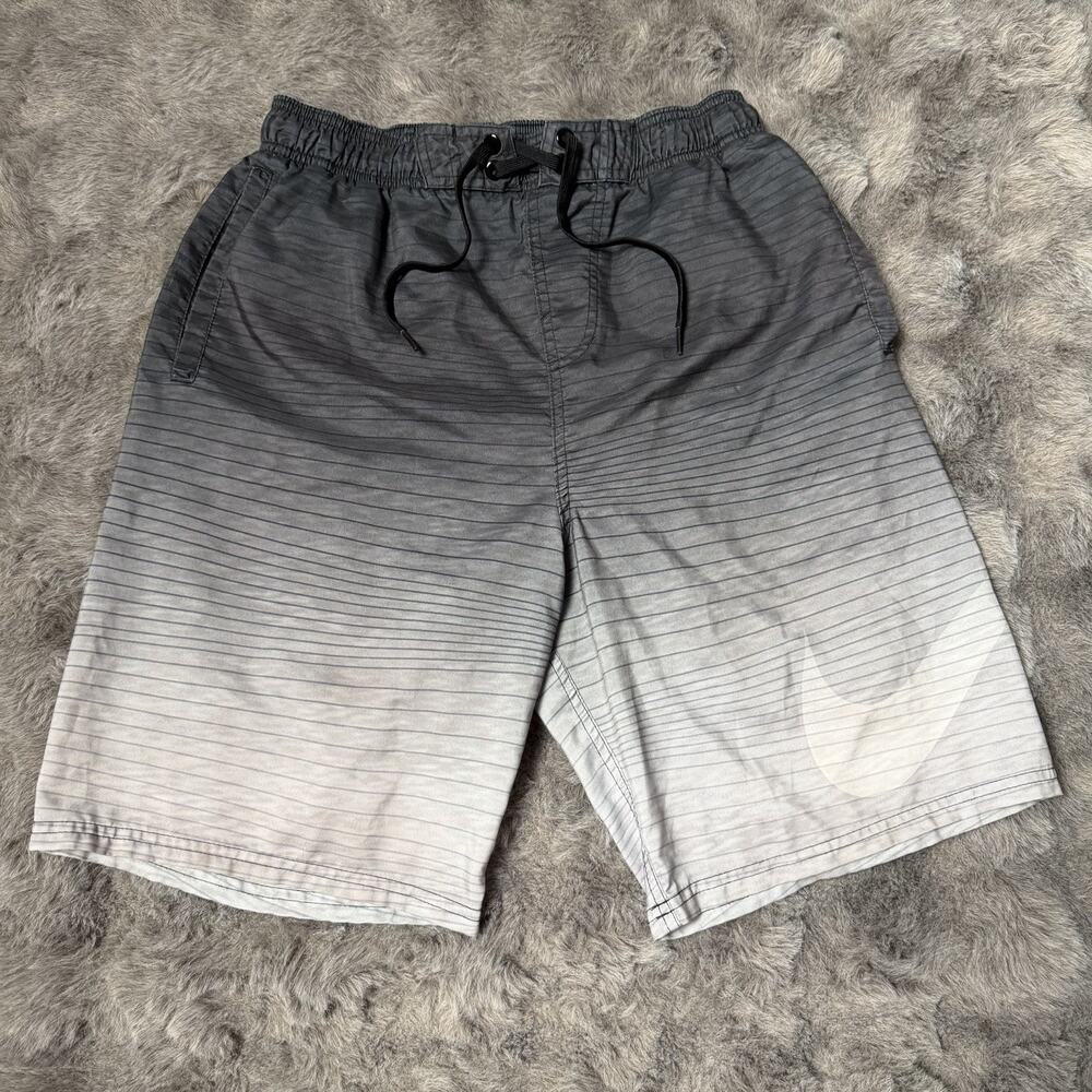 Men's NIKE Ombre Grey Gray Logo Athletic Shorts Swim Trunks Size Medium